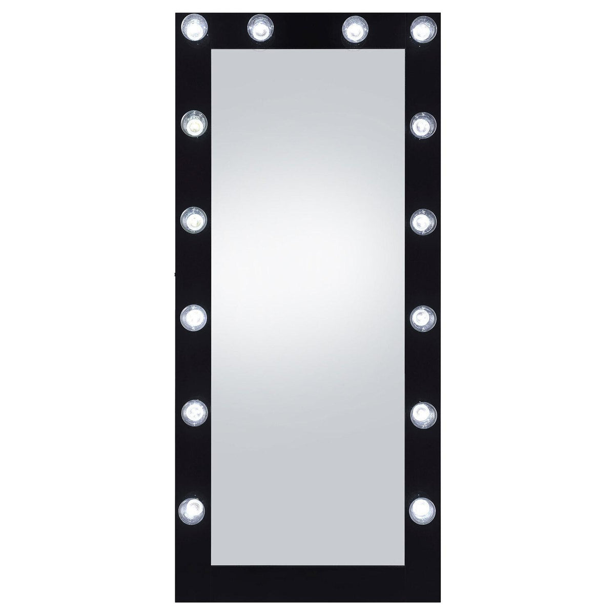 Zayan 32 X 71 Inch Floor Mirror LED Lighting Black Gloss - Coaster model 969557