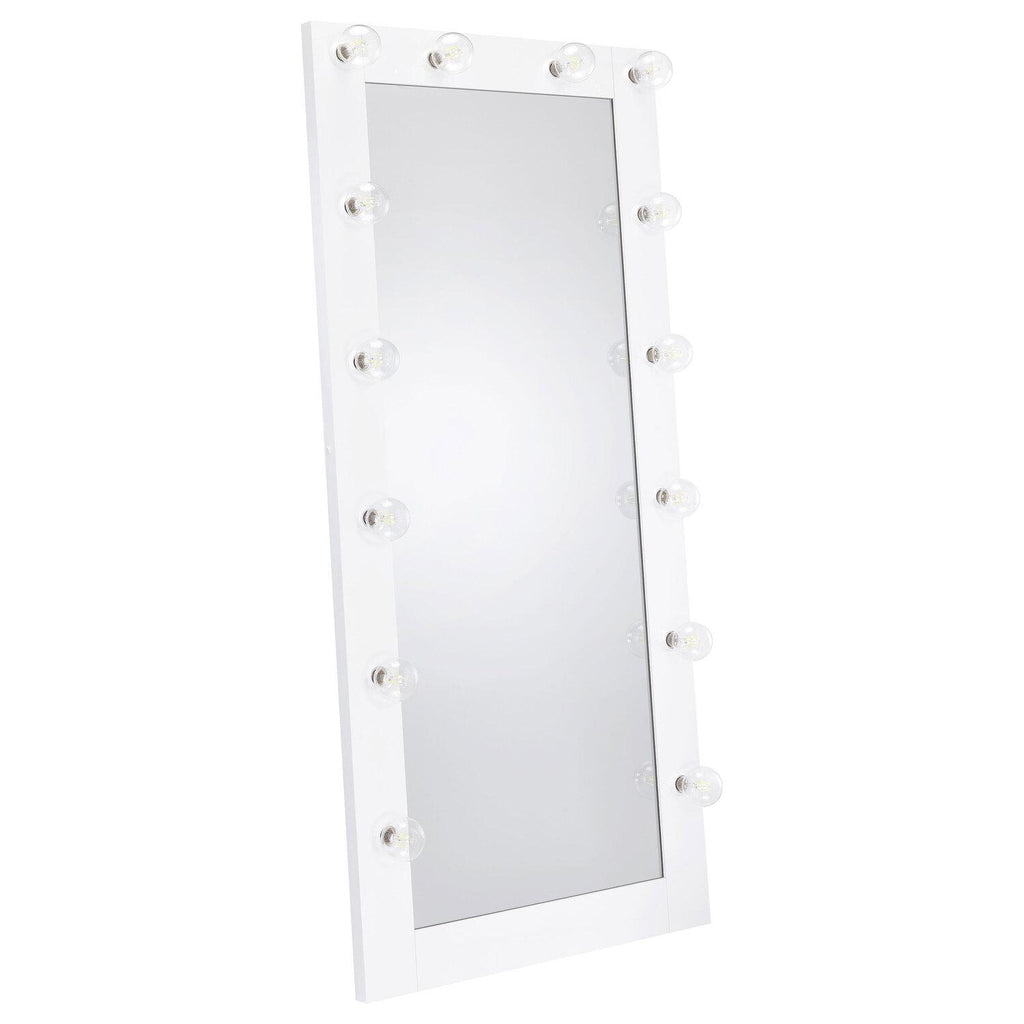 Zayan 32 X 71 Inch Floor Mirror LED Lighting White Gloss - Coaster model 969558