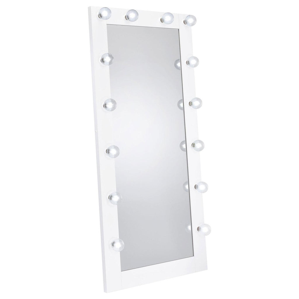 Zayan 32 X 71 Inch Floor Mirror LED Lighting White Gloss - Coaster model 969558