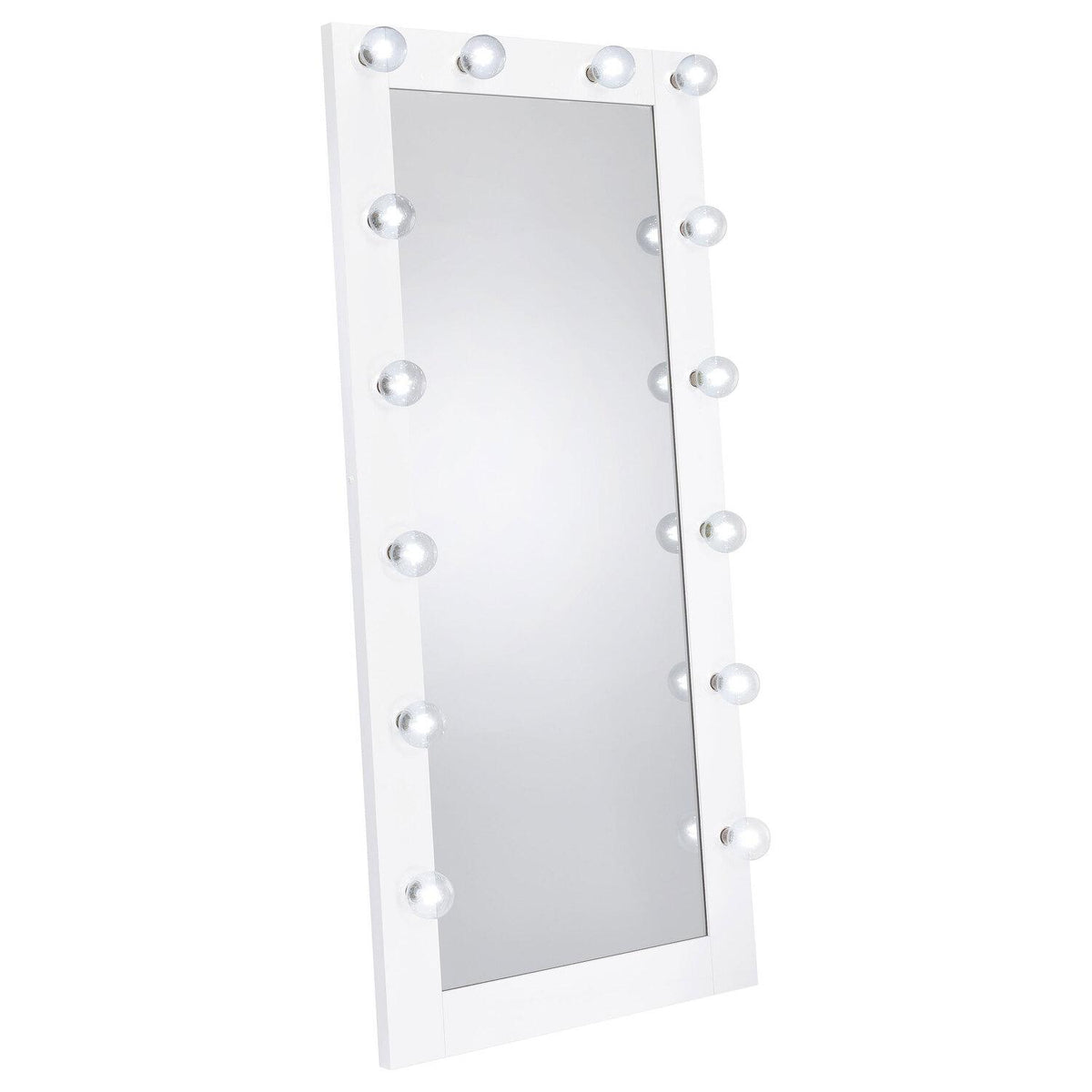 Zayan 32 X 71 Inch Floor Mirror LED Lighting White Gloss - Coaster model 969558