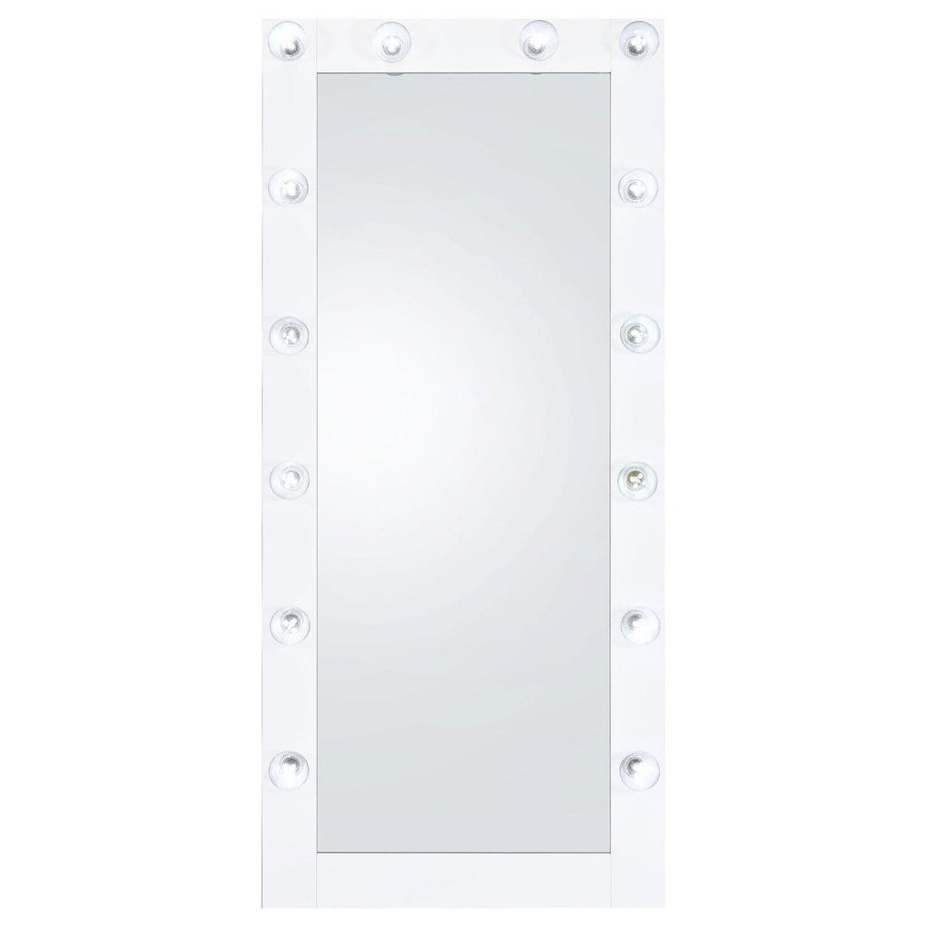 Zayan 32 X 71 Inch Floor Mirror LED Lighting White Gloss - Coaster model 969558
