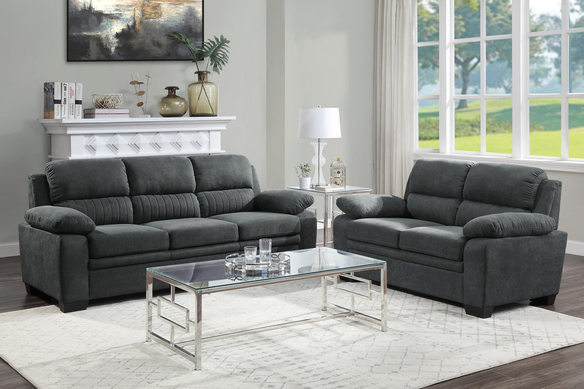 Dark Gray textured fabric Sofa & Love Seat - Homelegance model 9333DG