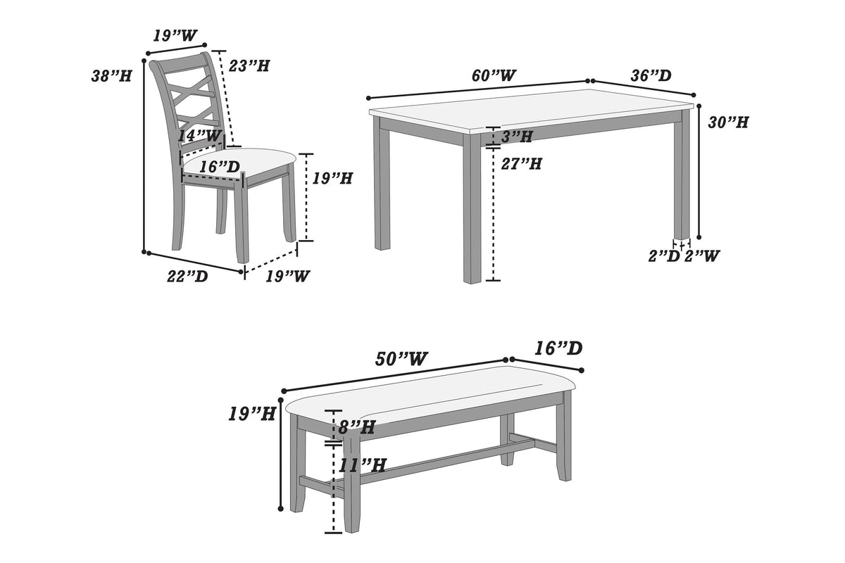 6-pcs Dining Set - Poundex model F2623