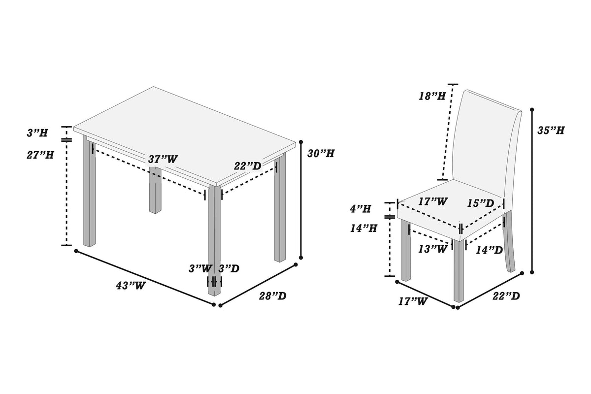 5-pcs Dining Set - Poundex model F2628