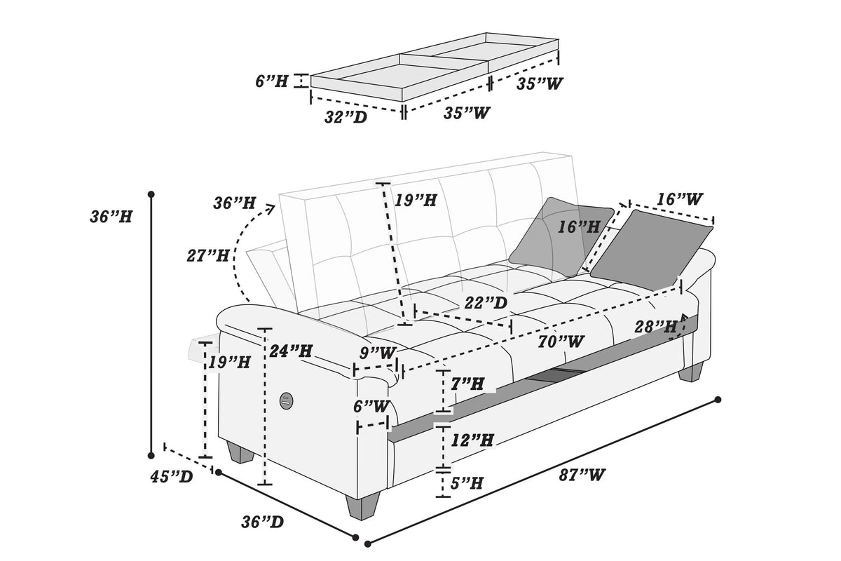 Adjustable Sofa - Poundex model F7889