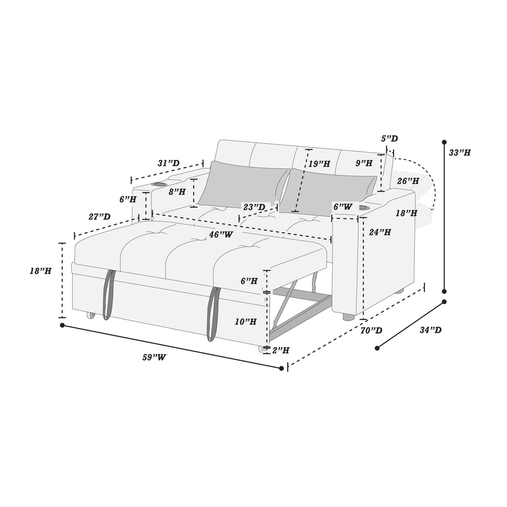 Convertible Sofa - Poundex model F8534