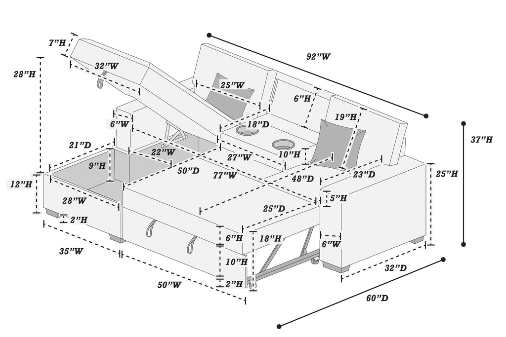2-piece Convertible Sectional - Poundex model F8551