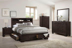 4 PC Storage Queen Bed Set (QB, NS, DR, MR) Available in King size - Poundex model F9326Q